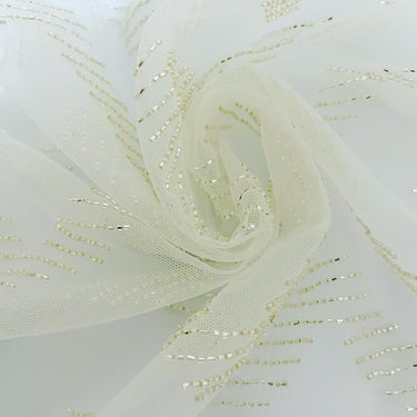 Handmade Premium Net Saree | Off-White | Hand Embroidery | Ships from California